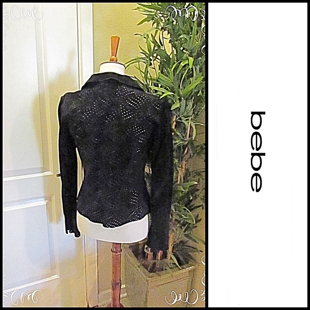 Bebe Black 100% Laser-cut Suede Jacket Size M